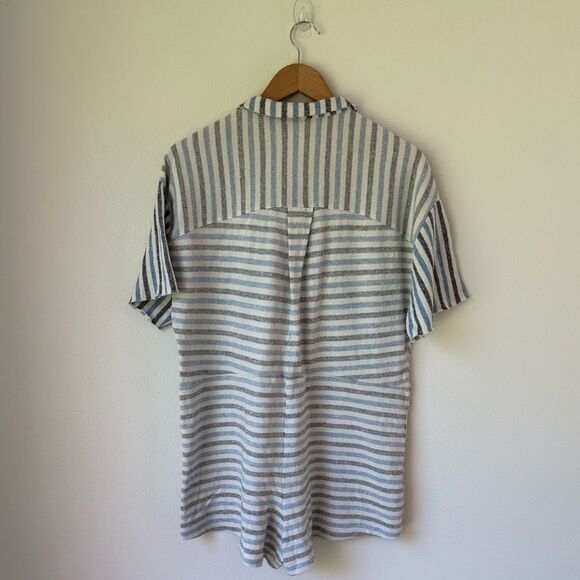 Free People For the Boys Oversized Striped Knit Romper in White/Blue/Black - XS - Picture 3 of 7